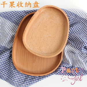 Wooden Serving <b>Tray</b> Oval Natural Finish Durable For Hotel <b>Tea</b> Coffee Child Use - Product Image 1