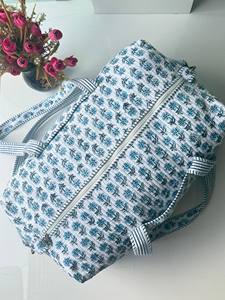 High Quality Lightweight Floral Cotton Quilted Duffel Bag Zipper Large Capacity Hand Block Printed <b>Indian</b> Style for Weekend - Product Image 2