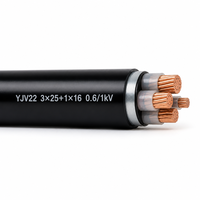 Câble d'alimentation blindé ZR-YJV22 0.6/1KV 3*25+1*16 conducteurs STA, isolation XLPE, gaine PVC, câble de distribution souterrain pour bâtiments
