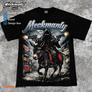 เสื้อยืดผู้ชายสีดำ แบรนด์ Meckmanly แขนสั้น ผ้าฝ้าย 100% ลายพิมพ์ สไตล์สตรีท คอกลม ทรงปกติ - Product Image 1