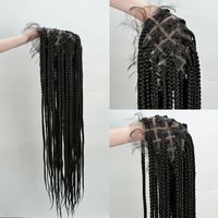 Perruque frontale en dentelle HD noire, tresses sans nœuds, en fibre synthétique PET haute température, extension de cheveux en dentelle complète, vente en gros