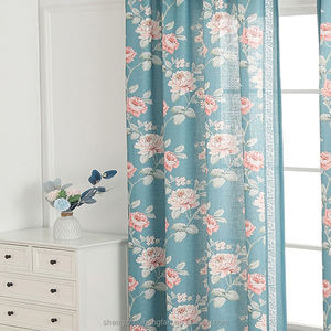 Semi-Blackout Blue Floral Curtain Farmhouse Drapes for Bedroom <strong>Living</strong> <strong>Room</strong> Darkening Window Treatment Rod Pocket <strong>Set</strong> of 2 Panels - Product Image 2