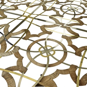 Pisos de Parqué de Madera con Incrustaciones de Latón y Mármol de Nogal, Diseño Moderno y Lujoso, Resistentes al Agua, 15 mm de Grosor, Instalación <span class=keywords><strong>Flotante</strong></span> para Villas - Product Image 1