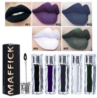 Rouge à lèvres Halloween noir bleu violet blanc vert Vegan Waterproof Private Label Rouge à lèvres liquide mat