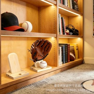 Soporte de madera transfronterizo para guantes de béisbol, exhibidor de pelotas de béisbol multiusos, estante de almacenamiento para escritorio - Product Image 2