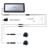 Monitor de Espejo Retrovisor para Auto de 12.3 Pulgadas LCD/IPS, Fuente de Alimentación de 9V-36V, Entrada de Video Bidireccional de 720P CVBS/AHD, Cámara de Reversa Opcional para Autobús/Camión