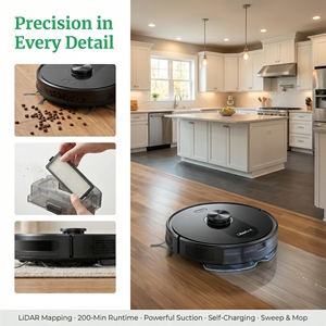 Robot Aspirador Liberbot Q10 con Mopa, Limpieza Automática, Filtro HEPA, Fuerte Succión, Motor con Cepillo, Batería de 200 Minutos de Duración - Product Image 3