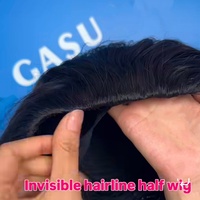 Wear Go Demi-perruque 3-en-1 à densité 180% en cheveux birmans bouclés, sans colle, Flexi-Fit, avec cordon de serrage, ligne de cheveux invisible, style Kinky Straight