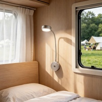 Lampe de lecture pour camping-car avec interrupteur tactile, pour chevet, marine, maison, en aluminium argenté/noir, gradation progressive, interface de charge USB