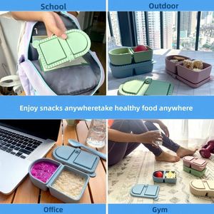 2 Compartment Silicone Snack <b>Container</b> 300ml BPA Free Food Grade Leakproof Design for Baby Food Storage and Portion Control - Product Image 3