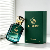 Flacon de parfum en verre vert polygonal le plus vendu, 30 ml, 50 ml, 100 ml, flacon de parfum vide avec emballage et couvercles