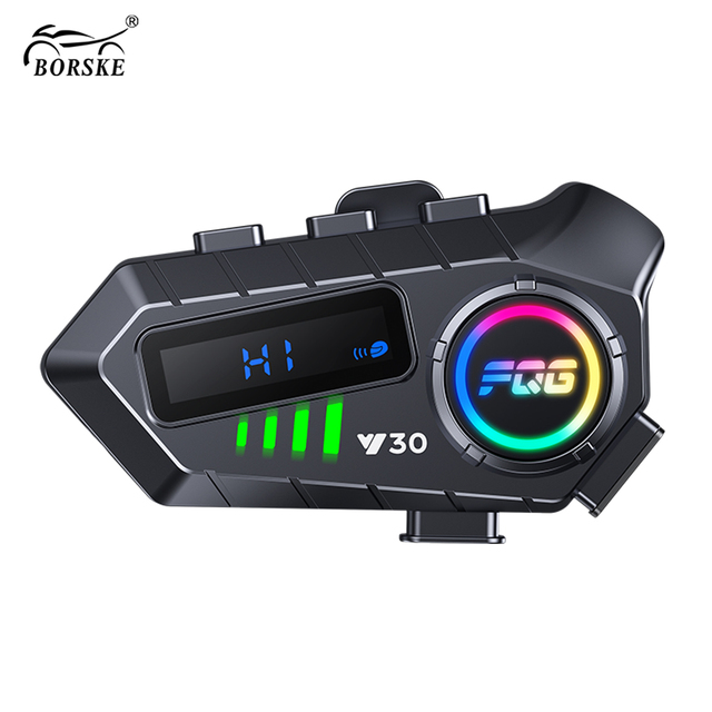 Motorcycle Communicator Intercom 2 People Intercom Wireless 6.0 Helmet Headset with LED Lighting Lamp