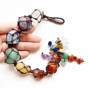 Stone 7 Chakra Gemstones Hanging Ornament Car Hanging Ornament Product Quartz Crystal Feng Shui Promotion Gift Xinyue Support