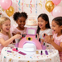 Ensemble de jeu de manucure pour enfants avec sèche-ongles, lime à ongles, miroir et vernis à ongles, table de beauté, cadeau pour filles
