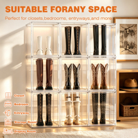 DAYOOH Lot de 5 boîtes de rangement pour bottes transparentes extra-larges, empilables, en acrylique magnétique, pour entrée et placard