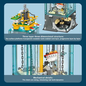 Set de Juguetes de Bloques de Construcción de 1064 Piezas, Escena de Perforación Marina, Cadena Mecánica Transparente de 3 Capas, Movible, STEAM, Decoración para el Hogar, Regalo - Product Image 5