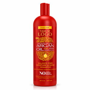 Custom LOGO <b>Moisture</b> and Shine Argan Oil <b>Shampoo</b> Gently Cleanses and Strengthens Textured Curly Coily Hair 20 oz - Product Image 1