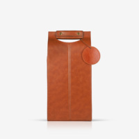 Bolsa de Vino Plegable de Doble PU, Edición Coleccionista, Portátil, para Vino Tinto, en Caja de Cuero