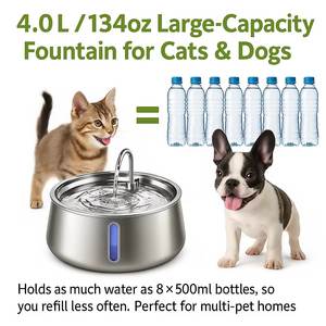 Bebedero Automático para Perros de Acero Inoxidable 304 Ecológico y Resistente a la Oxidación, 4L, con Ventana Vertical de Nivel de Agua para Mascotas Pequeñas - Product Image 3