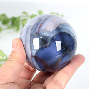 Factory Discount Blue Sakura Agate Sphere Natural <b>Crystal</b> Flower Agate <b>Ball</b> Polished Technique - Product Image 6