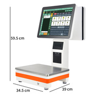 Computadora POS para Supermercado con Pantalla Dual de 15 Pulgadas, Impresora Térmica, Sistema Operativo Android/Linux/Windows, Pantalla Táctil Capacitiva de 10 Puntos