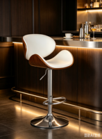 Tabouret de bar moderne en bois courbé et rembourré, réglable en hauteur et pivotant, pour cuisine, café, îlot de cuisine et salon