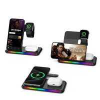 Support de chargeur sans fil magnétique pliable 3-en-1 multi-angles, station de charge portable peu encombrante pour smartphone et écouteurs