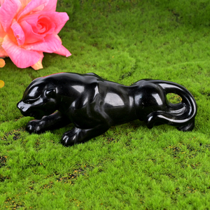 Vente en gros de sculptures d'animaux en cristal d'obsidienne noire, pierres de guérison naturelles, pour la décoration de la maison - Product Image 1