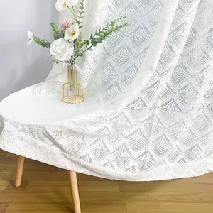 Rideau à tricoter en dentelle et polyester, tissu jacquard de salon blanc élégant, 1 pièce, lot de stock