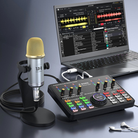 Kit Professionnel Audio Cartes Son et Mélangeurs Micro Condensateur Support Téléphone Lumière d'Appoint pour Streaming en Direct Enregistrement Podcast