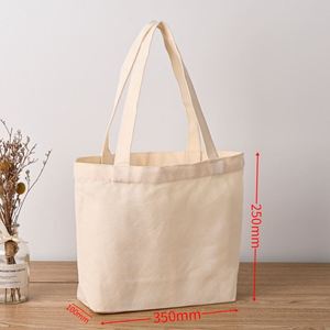 35*40*10cm Custom Logo Printed <b>Plain</b> Bulk <b>Large</b> Organic Calico Cotton <b>Canvas</b> Grocery Shopping Long Handle Tote Bag - Product Image 4