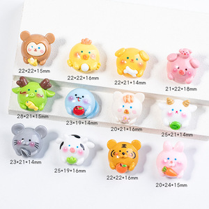 Dibujos animados lindo Animal tridimensional doce signos del zodiaco chino encantos de resina para DIY crema pegamento teléfono caso Accesorios - Product Image 6