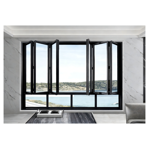 Porte pliante en aluminium / Porte à double battant en aluminium anodisé, profilé en aluminium, pour devanture de magasin commercial, haute sécurité, usine certifiée ISO9001, luxe - Product Image 5