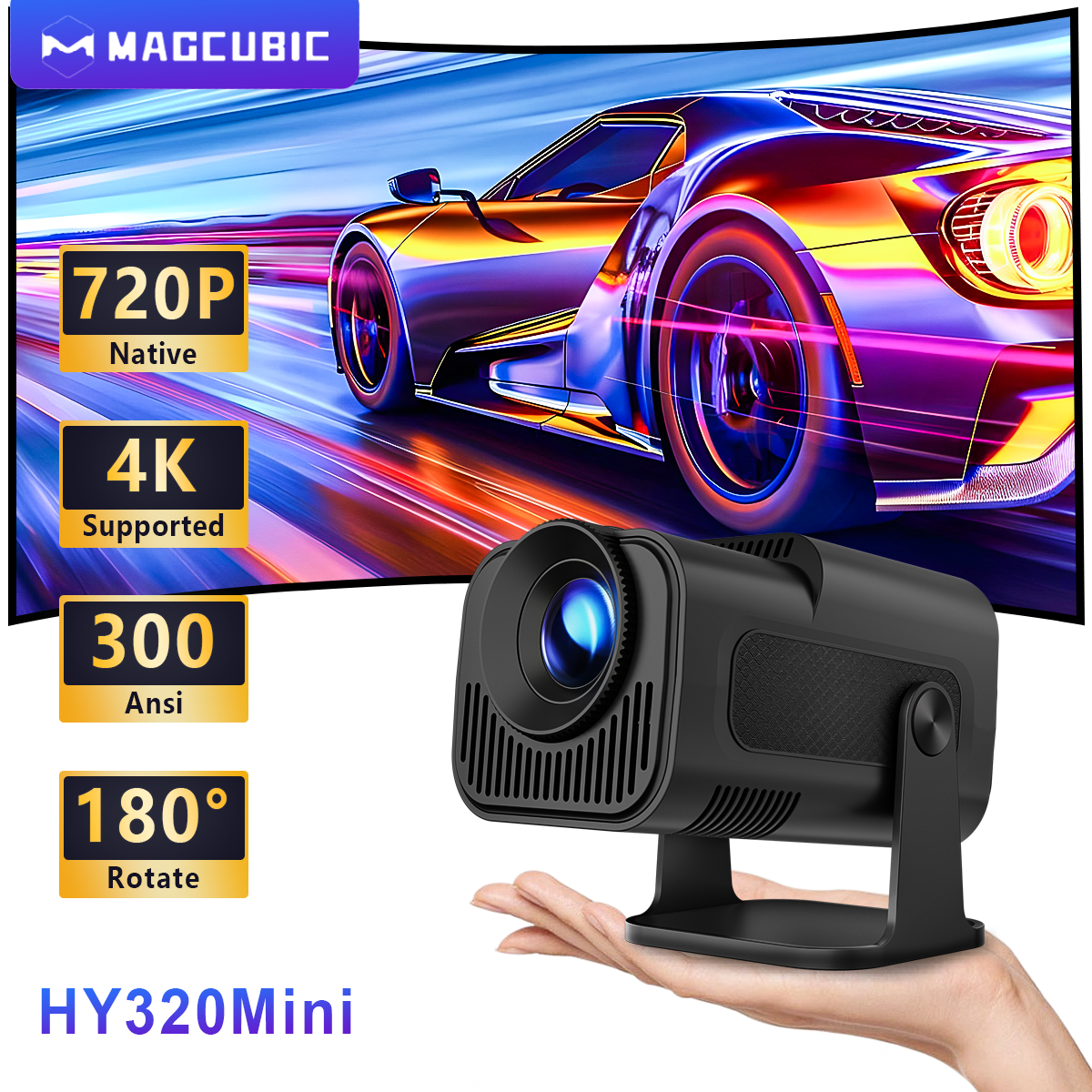 MAGCUBIC HY320 mini HY300の後継機　プロジェクター Magcubic HY320 Projector: 1080p Native, 4K Supported