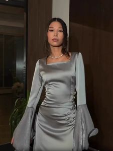 Vestido de patrón sólido relajado popular para reuniones de club de libros, reuniones de Amigos <span class=keywords><strong>y</strong></span> visitas a galerías de arte con citas de café - Product Image 3