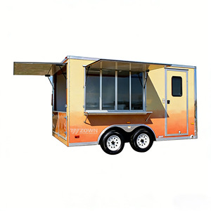 ZOWN Commercial Food <b>Trailer</b> With Awning Orange Yellow Two Axle - Product Image 1