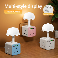 Prise multiple SUZHERM Cube Magique Lumineux Coloré, 3 prises britanniques, 2 ports USB, 2 ports Type-C