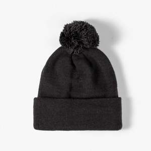 Chapeau d'hiver en velours acrylique tricoté avec pompon en peluche, couleur unie, unisexe, épais, décontracté - Product Image 6
