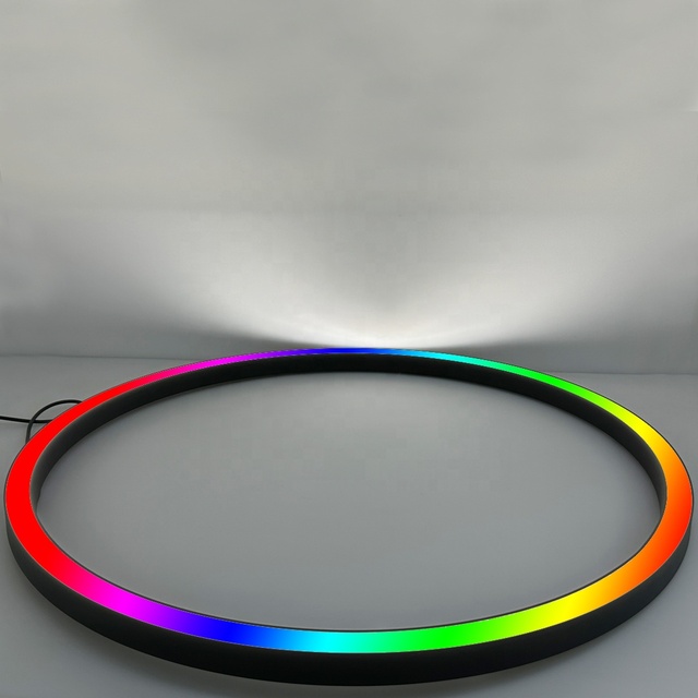 Aluminum Circular Light Modern Ring LED Chandelier Smart Remote Control RGBW Hanging Lamp Suspension Round Pendant Lights