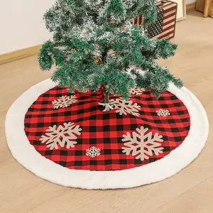 圣诞树裙红色和黑色水牛格子圣诞树环形裙快乐圣诞树