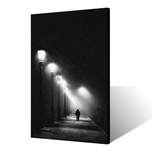 Hiện đại Thiết kế nội thất thân thiện với môi trường vải tường nghệ thuật đơn sắc cảnh quan đô thị đêm đường phố xem đèn bài bóng đen trắng - Product Image 4