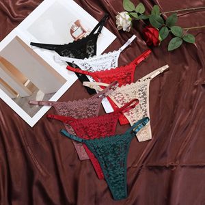 <b>Women</b> Sexy Sheer Lace G-string V Scalloped Lace Edge Adjustable Elastic Strap Low Waist <b>Intimate</b> Panties Wholesale OEM ODM - Product Image 6