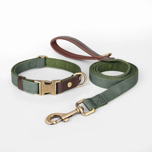 Conjunto de collar y correa para mascotas de uso diario con hebilla de latón premium y cinta de nylon resistente para perros pequeños, medianos y grandes. - Product Image 3
