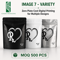 Sachets Mylar personnalisés imprimés 3,5g avec logo Rx - Pochette d'emballage café en aluminium anti-odeur - Sachet hermétique vertical 1/8 oz