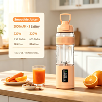 Mixeur Portable Sans Fil pour Smoothies et Fruits, Mini Mixeur Puissant 220W, 6 Lames, Batterie 6000mAh, Certifié CE FCC RoHS, Idéal pour le Camping