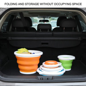 Siliconen Plastic 10l Hoge Capaciteit Opvouwbare Wateremmer Met Deksel Draagbaar Voor Kamperen Wandelen & Keuken Wassen - Product Image 3