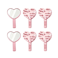 Cermin Rias Genggam Berlapis Elektroplating Bentuk Hati Logo Kustom Cermin Kosmetik Genggam Bentuk Hati Portabel untuk Wanita dan Remaja Putri 6PCS 1Set