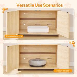 Coque <span class=keywords><strong>de</strong></span> bac à litière pour chats, double coque <span class=keywords><strong>de</strong></span> bac à litière avec griffoir, meuble adapté aux bacs à litière pour chats - Product Image 4