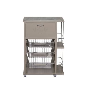 Carrito de Cocina MASLEGNO, Moderno y Resistente, de Madera Maciza de Haya, con Porta Pan y Botellas, Ruedas de Plástico y Asas de Hierro, Ideal para Hogares Compactos - Product Image 2