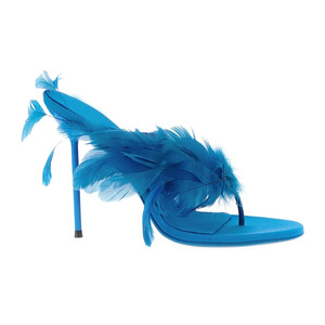 <span class=keywords><strong>Scarpe</strong></span> di Design con Decorazione di <span class=keywords><strong>Piume</strong></span> Blu, Tacco a Spillo, Sandali con Tacco Alto da Donna per Cene ed Eventi 2026 - Product Image 1